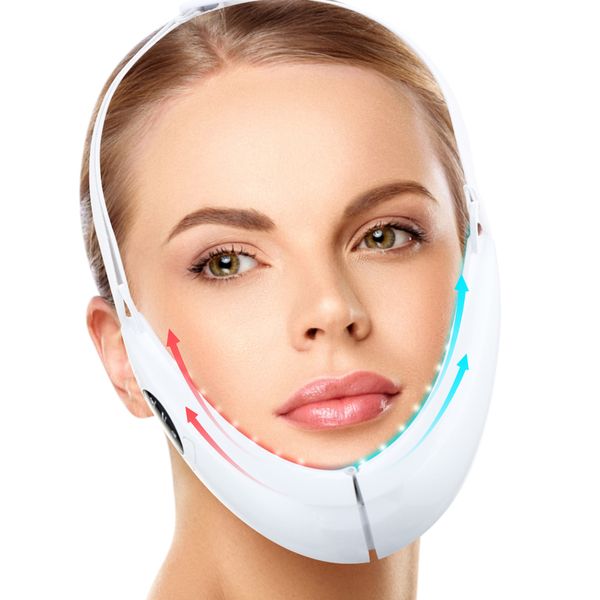 EMS Hebegerät LED Pon Therapie Gesicht Abnehmen Vibration Massagegerät Doppelkinn V-Linie Lift Gürtel Cellulite Kiefergerät 220309