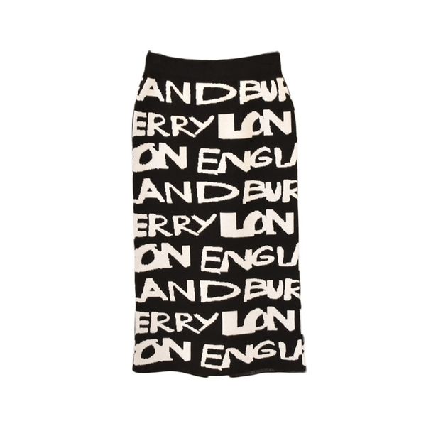 

women's skirt knitting embroidery autumn letters knit thick soft pencil skirts students japan woman faldas female ls149 210315, Black