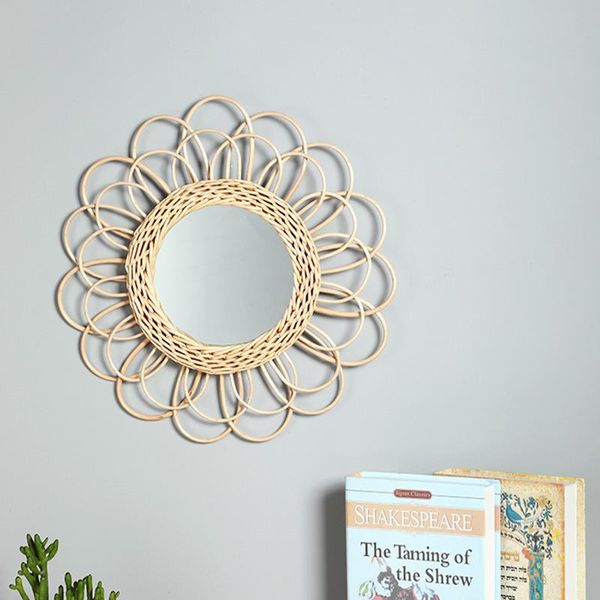 

mirrors rattan dressing mirror innovative art decor nordic style round living room wall hanging kitchen bathroom