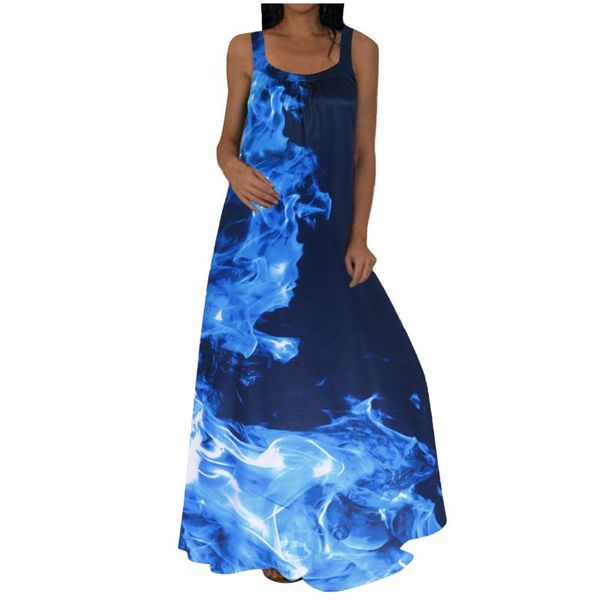 

casual dresses women long maxi dress summer fashion o-neck regular print sashes floor-length boho strap 2021, Black;gray