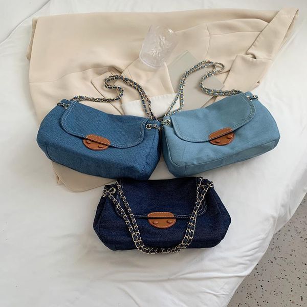 

evening bags 2021 trend denim cloth women's bag hit color designer handbags shoulder crossbody messenger ladies shopper small flap purs