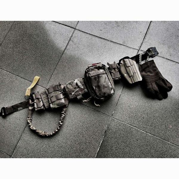 

1.5-inch tactical molle air gun combat belt cs outdoor training hunting combat belt, Black;gray