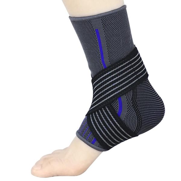 

1pc gym winding outdoor sports hiking ankle guard protection pressurized strap nylon elastic fitness pain relief support, Blue;black