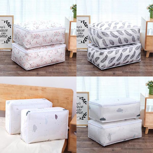 

storage bags branch cloud feather printed quilt bag dustproof moistureproof wardrobe clothing blanket organize case clothes organizer