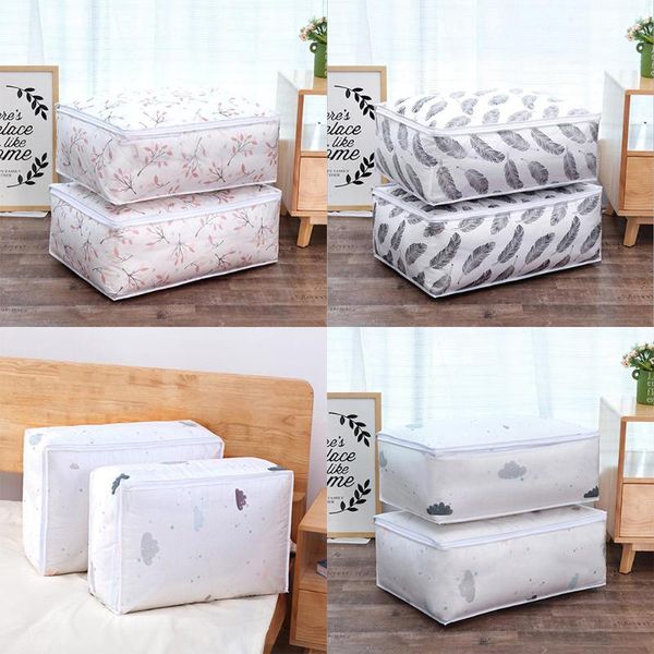 

storage bags branch cloud feather printed quilt bag dustproof moistureproof wardrobe clothing blanket organize case clothes organizer