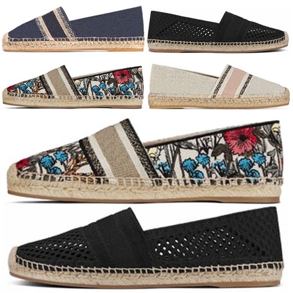 

2021 luxurys designers white canvas flower plimsolls fisherman shoes oblique patchwork women granville espadrilles espadrille low hibi g2tk#, Black