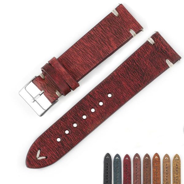 

watch bands leather strap natural band 18mm 20mm 22mm handmade accessories, Black;brown