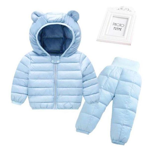 

clothing sets keeping warm baby boys girls winter hooded down jackets pants waterproof thick tracksuts kids clothes 0-5 years, White