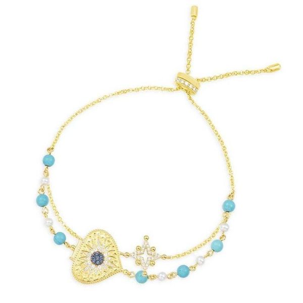 

chains apmprince fashion sterling silver dainty double chain heart medal and blue stones adjustable roma bracelet women brand jewelry