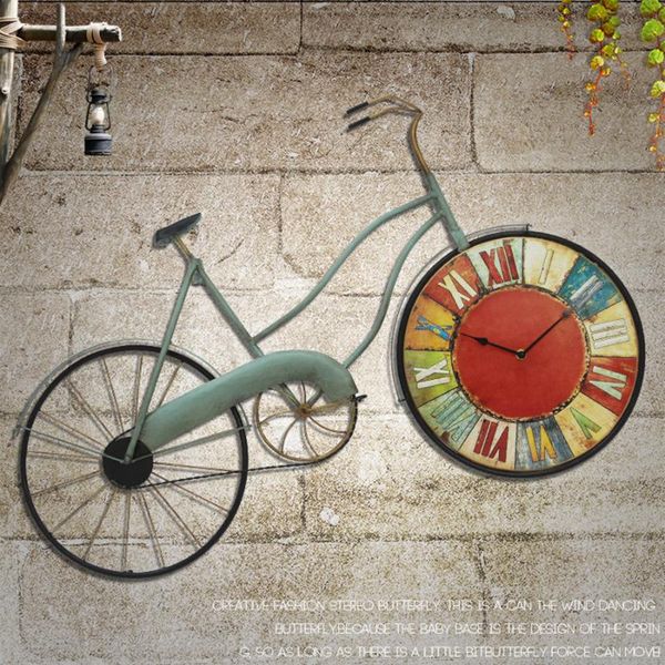 

wall clocks american retro bicycle nostalgic coffee shop creative home decoration clock bar living modern 50q18