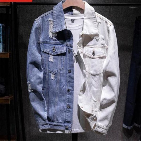 

men's jackets spring autumn korean style trendy denim retro washed slim jacket clothes outerwear coats, Black;brown