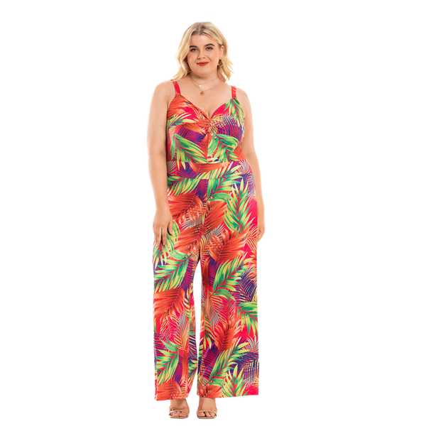 

Plus Size Pants V-Neck Suspender Wide Leg Jumpsuit Selling Fashion Women's Trousers Female Clothing Outfit 5XL, Black