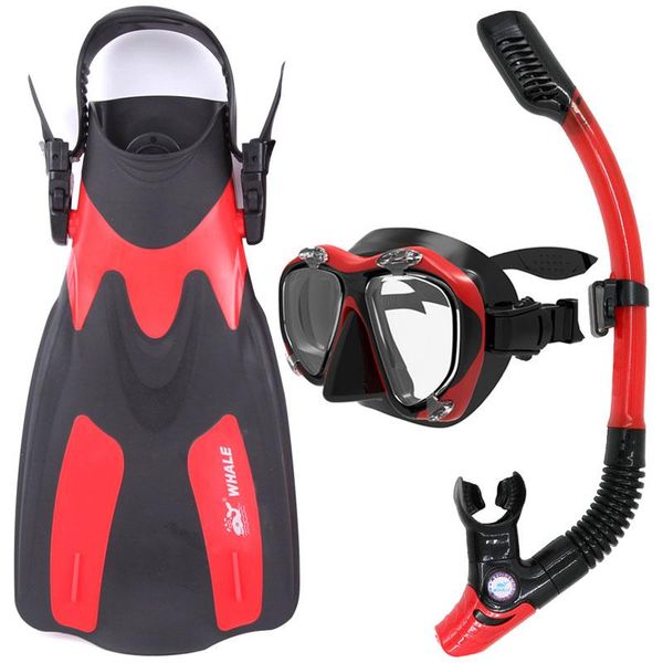 

2021 whale diving equipment swimming water sports scuba diving fins snorkel mask eyewear flippers set swimming glasses