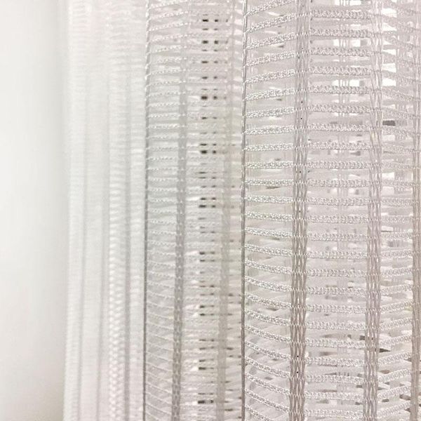 

2021 new modern luxury hollow woven sheer curtain beige light-transmitting tulle curtain finished voile for living room#4