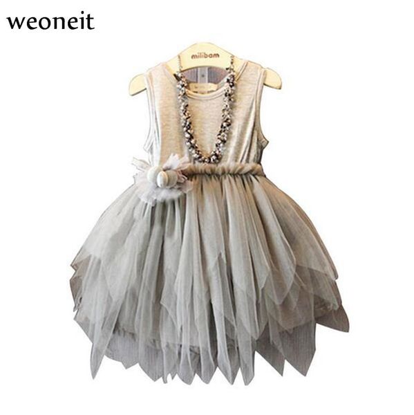 

girl's dresses weoneit summer style baby girl vest dress kids irregular princess mesh elegant party girls children clothing, Red;yellow