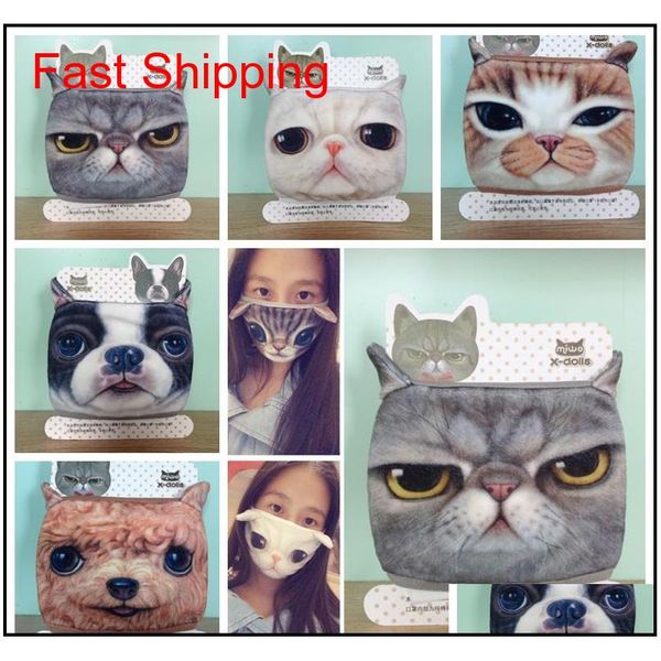 

outdoor smask fashion cotton dust proof keep warm half face mask cartoon lovely cat dog print masks fashion access qylpot new_dhbest, Silver