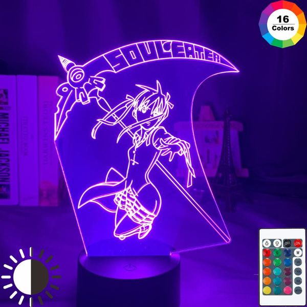 

night lights anime soul eater maka albarn figure kids led light for home decoration girls room bedside desk 3d lamp gift color changing
