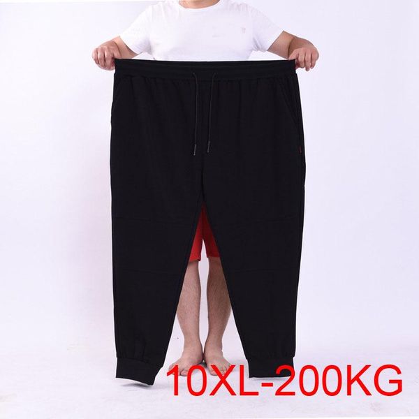 

men's pants big 200kg plus size 14xl 15xl loose stretch large spring casual, Black
