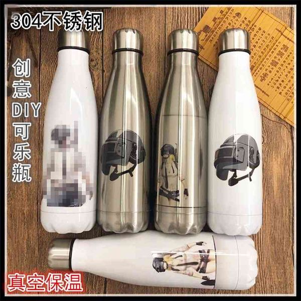 

outdoor thermos cup female cute 304 stainless steel creative diy heat transfer coke bottle stamping eating chicken