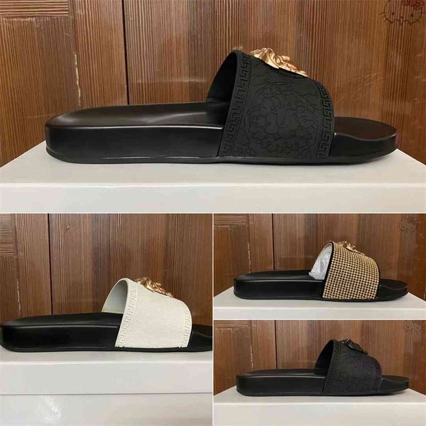 

color paris luxury designer sliders mens womens summer sandals beach slide slippers ladies flip flops loafers sky blue chaussures, Black