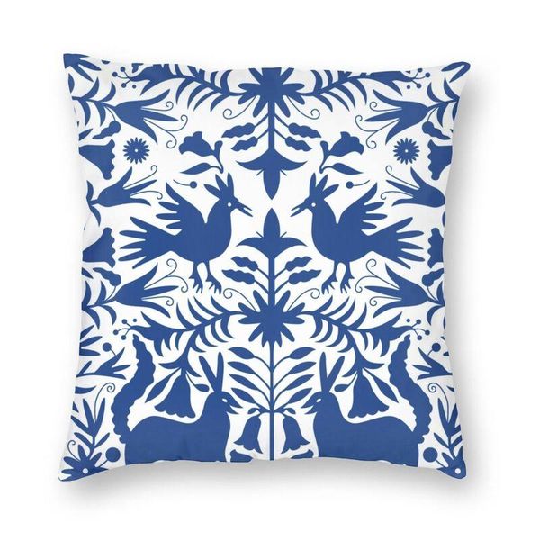 

cushion/decorative pillow blue mexican otomi animal pattern cushion cover 40x40 decoration 3d print folk floral texture throw case for beddi