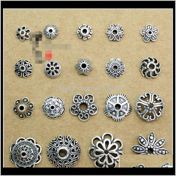 

wholesale diy jewelry accessories tibetan silver vintage alloy blossom bead cap flower pedal support antique silver charms for fifre 8ojla