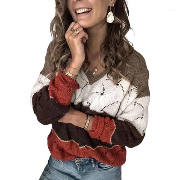 

oversized arrival v-neck color matching female pullovers and sweaters hallow out women autumn winter striped sweater1, White;black