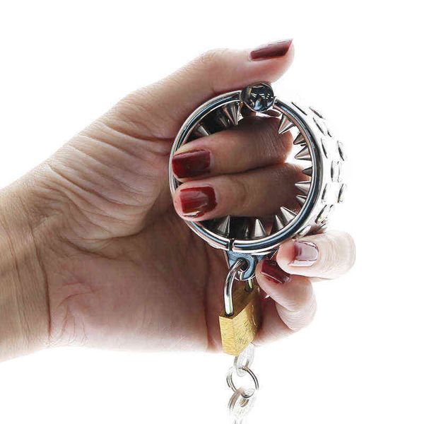 NXY Chastity Device Bdsm Torture Sharp 4rows Cock Scrotum Pendant Penis s Spike Ring Maschio Cockring1221