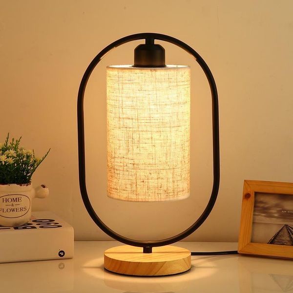 

chinese style table lamp bedroom bedside lights vintage wooden fabric desk light tricolor adjustable decor lighting fixture e27