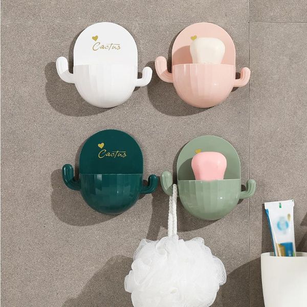 

soap dishes cactus shape box drain holder toilet tray case containerhousehold dish wall-mounted bathroom punch plant