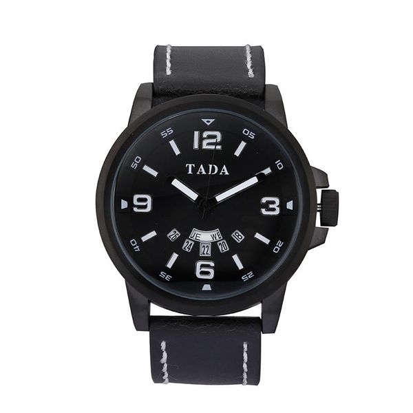 

wristwatches relogio masculino men's business stryve japan quartz movt date week leather 30m waterproof men watch, Slivery;brown