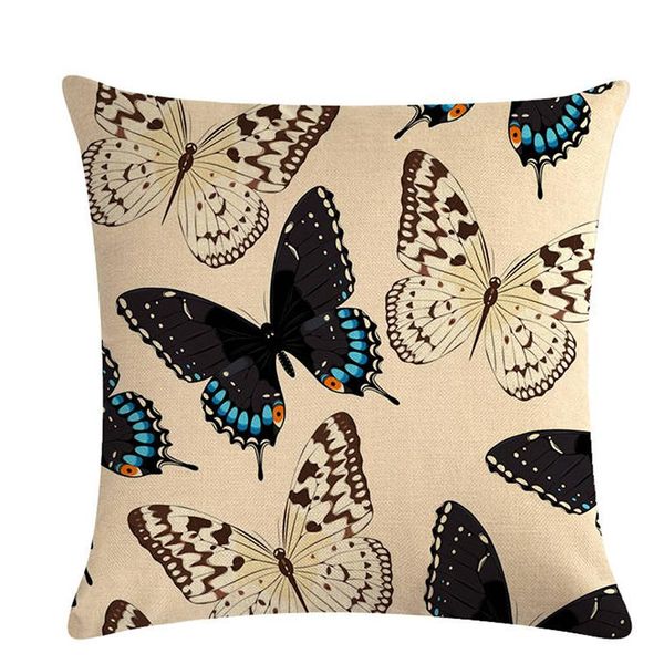 

cushion/decorative pillow 1pc butterfly printed linen throw cushion cover 45*45cm vintage home decoration sofa bed seat car decor pillowcase