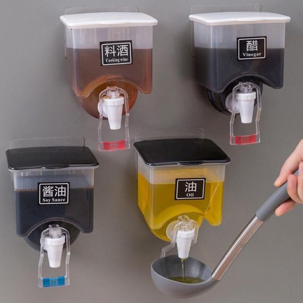 

storage bottles & jars home kitchen organizer wall-mounted transparent liquid seasoning tank can quantitatively leak-proof oil pot soy sauce