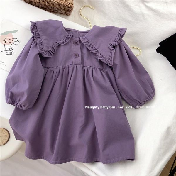 

girl's dresses korean 21 autumn and winter girls fashionable dress baby long-sleeved purple little girl princess, Red;yellow
