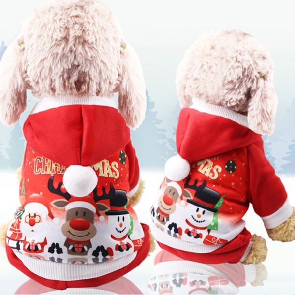 

dog apparel christmas clothes winter autumn red coat clothing santa pattern costume pet cute puppy outfit for