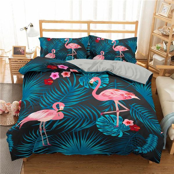 

bedding sets ropa de cama home textile 100% bamboo fiber flamingo duvet cover+pillowcases kids,twin full  king double bed set