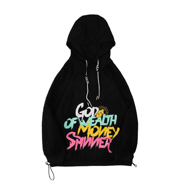 

god 2021 new of wealth printed harajuku sweatshirt winter hip hop streetwear hoodie men cotton hooded pullover 1x7n, Black