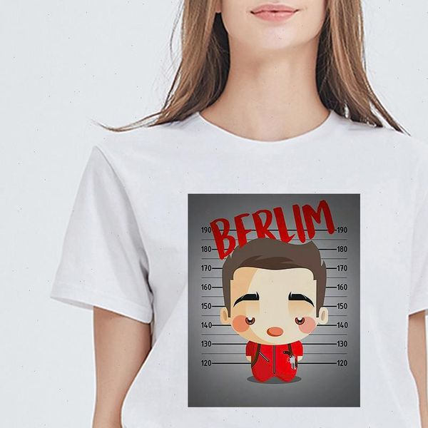 

la casa de papel plus size t shirt house of paper vestidos vogue casual summer short sleeve letter print t shirt, White