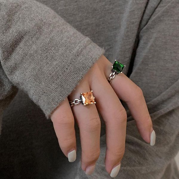 

wedding rings s925 sterling silver retro unique opening ring female fashion personality niche design light luxury cold wind senior, Slivery;golden