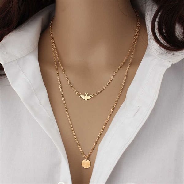

designer necklace luxury jewelry fashion alloy women's necklaces & pendants choker 2021 gold peace pigeon pendant for women gift wholes, Silver