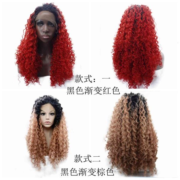 

wig curly set chemical fiber fake delivery, Black;brown