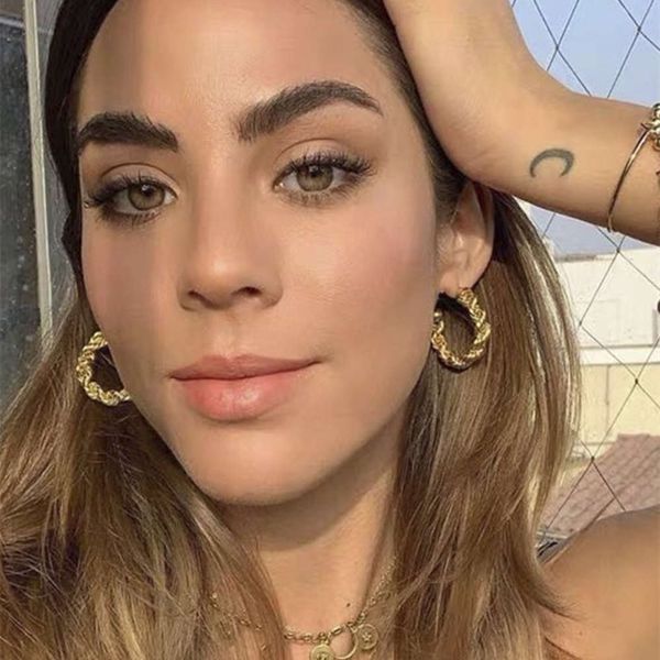 

hbp fashion mini ins french simple temperament metal hoop hemp spiral c-shaped earrings, Silver