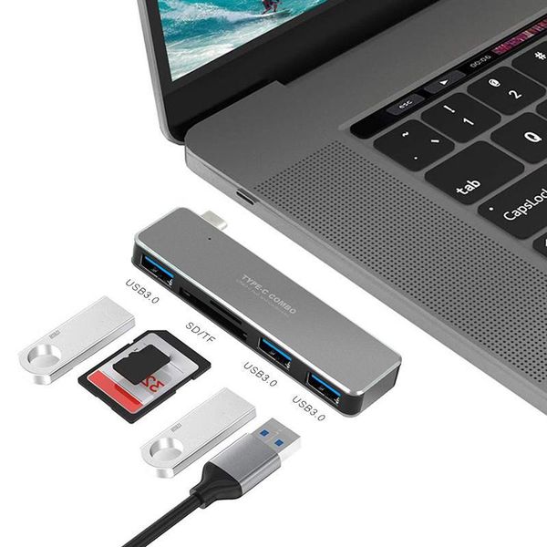

hubs 5-in-1 usb3.0 hub type-c adaptor card reader for lappc mobile hdd flash drive