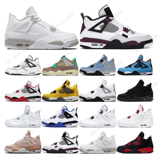 

men basketball shoes 4s white oreo 4 black cat fire red thunder diy desert moss taupe haze women mens trainers sports sneaker fashion