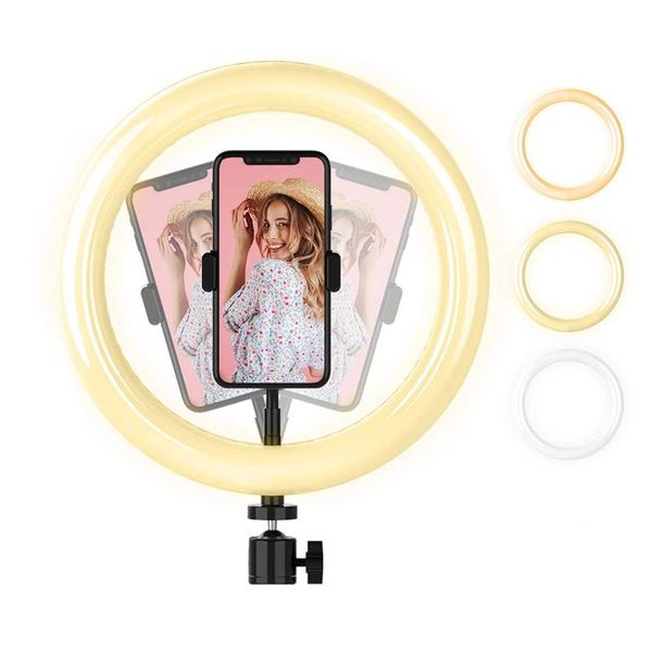 

8/10/12/13 inch led ring light dimmable desk selfie ringlight for makeup youtube video live streaming pgraphy 3 light modes