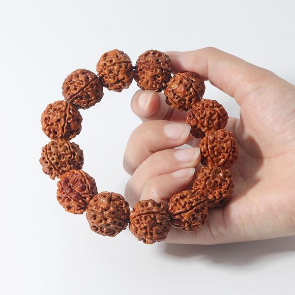 

beaded, strands oaiite 15mm big rudraksha beads bracelets for women men nature buddha bracelet religious amulets prayer jewelry buddhism gif, Black
