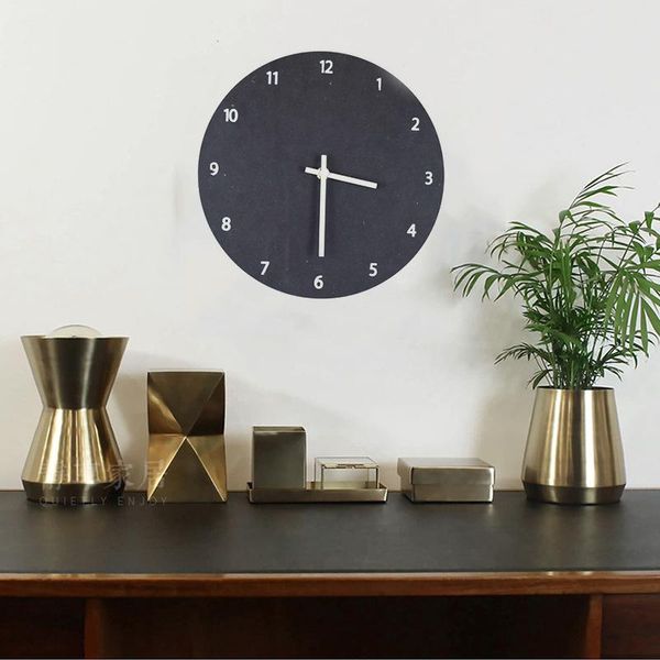

wall clocks wooden clock living room bedroom decor modern watch silent solid color dial hanging 12 inch minimalist round