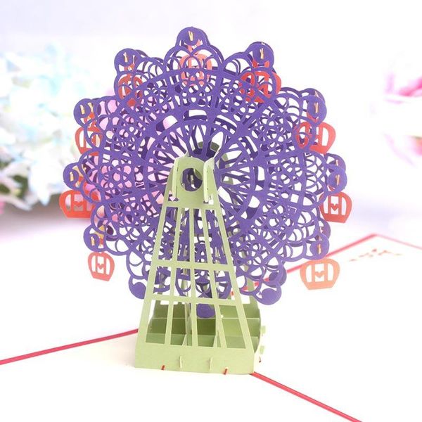 

greeting cards ferris wheel birthday invitation card 3d -up