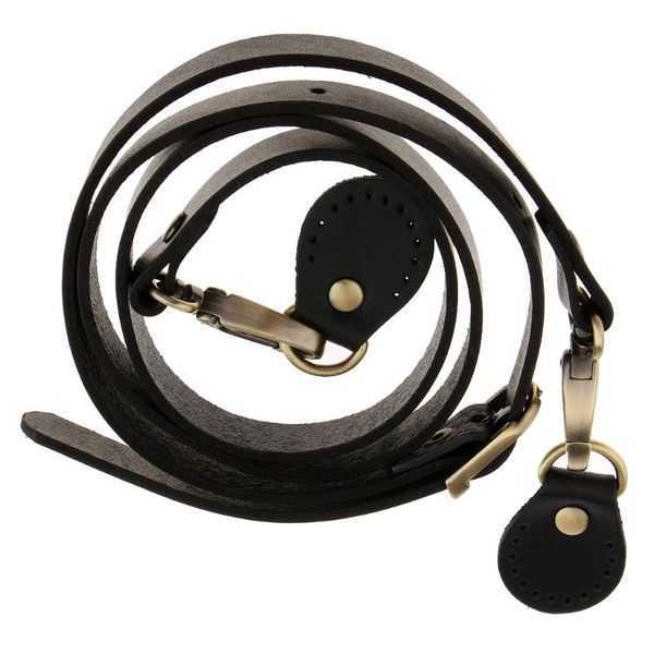 

adjustable genuine leather shoulder bag strap handle replacement, Black