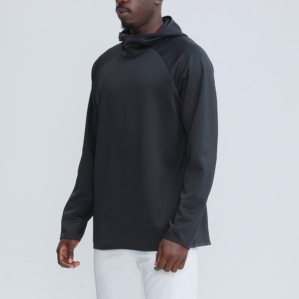 

autumn winter new long-sleeved outdoor sports leisure sweater men hooded stand-up collar training fitness sweater top, Black;red
